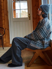 ウール100% フェアアイル ジャカード カーディガン