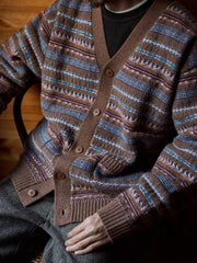 ウール100% フェアアイル ジャカード カーディガン