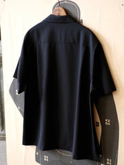 ストライプ 切り替え キューバ襟 シャツ