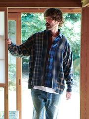 パッチワーク チェック シャツ