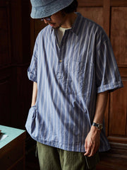 ジャガード ストライプ 半袖シャツ