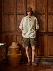 ジャガード ストライプ 半袖シャツ