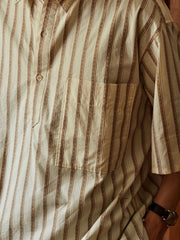 ジャガード ストライプ 半袖シャツ