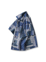 パッチワークバンダナオープンカラーシャツ