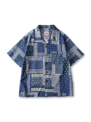 バンダナ柄パッチワークが映えるオープンカラーシャツ