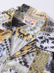 パッチワークプリントハワイアンシャツ