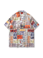 パッチワークプリントハワイアンシャツ