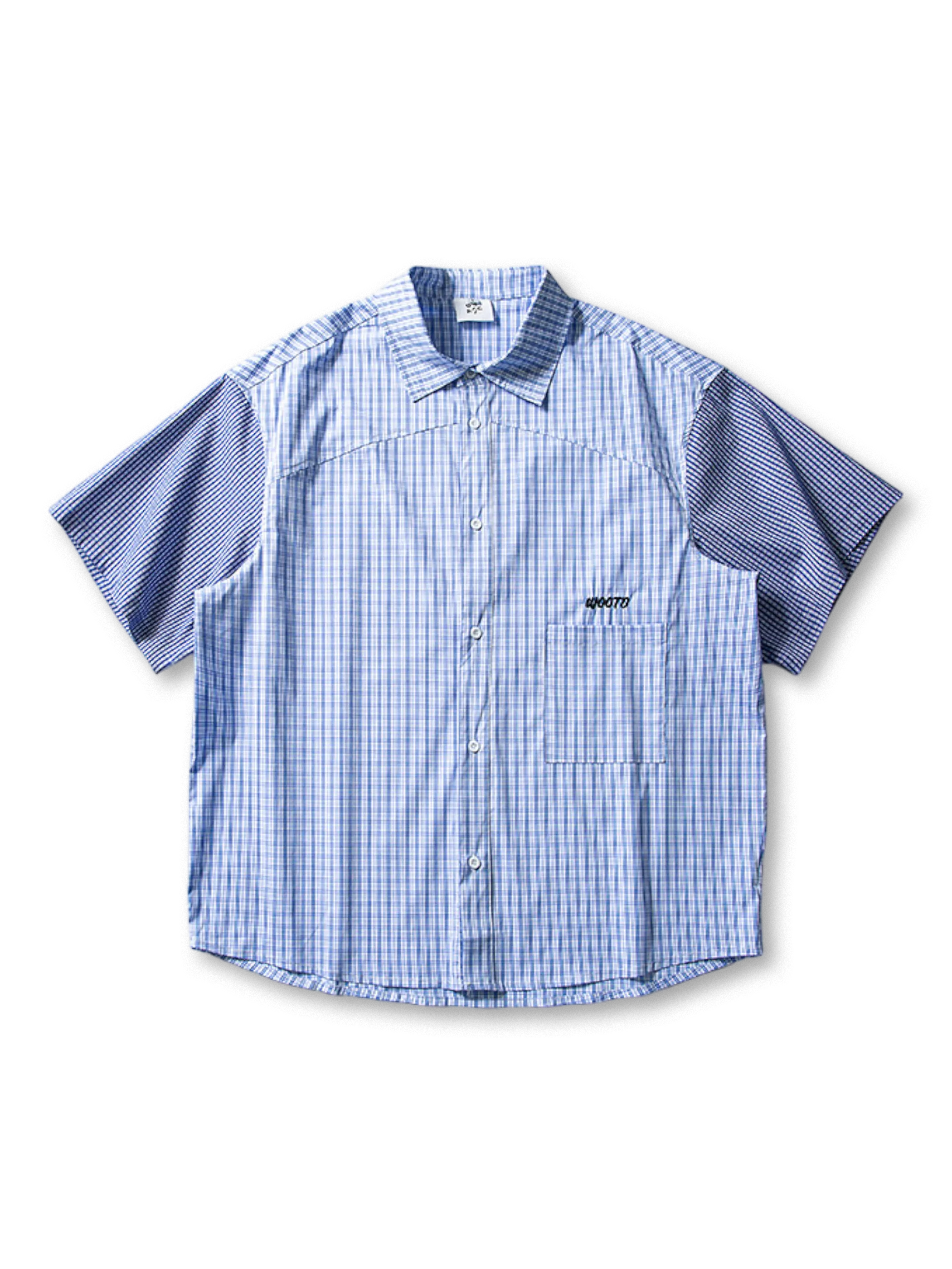 19世紀末の補修文化に着想を得た異なるチェック柄パッチワークと開襟デザインが特徴のヴィンテージ風シャツ