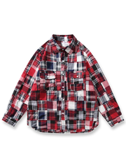 ヴィンテージのパッチワークチェック柄シャツの全体画像。