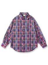 パッチワークチェック柄シャツ
