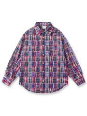 パッチワークチェック柄シャツ
