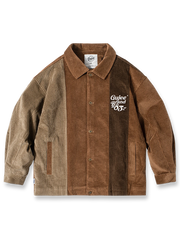 グラデーションパッチワークとコーデュロイ襟が特徴のジャケット