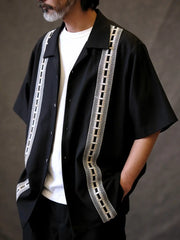 パッチワークジャカードキューバシャツ