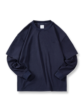 パッチワーク風レイヤード長袖Tシャツ