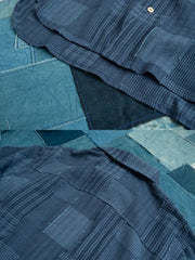 パッチワークストライプ半袖シャツ