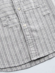 パッチワークストライプ半袖シャツ