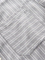 パッチワークストライプ半袖シャツ