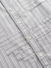 パッチワークストライプ半袖シャツ