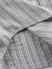 パッチワークストライプ半袖シャツ