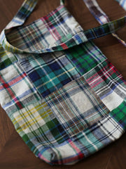 Patchworkヒャクヤ布チェックパッチワークショルダーバッグ
