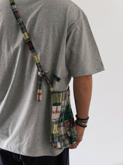Patchworkヒャクヤ布チェックパッチワークショルダーバッグ