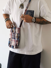 Patchworkヒャクヤ布チェックパッチワークショルダーバッグ