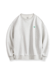 ピースマークプリントが映える裏起毛スウェットシャツ