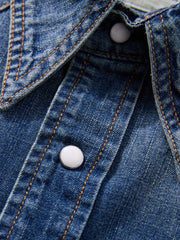 パール調スナップ デニムウエスタンシャツ