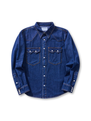 パール調スナップ デニムウエスタンシャツ