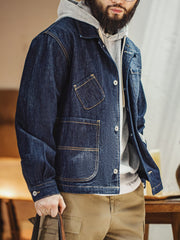 オープンカラー 4ポケットデニムジャケット