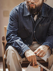 オープンカラー 4ポケットデニムジャケット