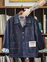 オープンカラー 4ポケットデニムジャケット