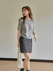 ウエストゴムハイウエストスリムスカート