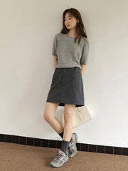 ウエストゴムハイウエストスリムスカート