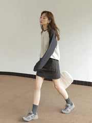 ウエストゴムハイウエストスリムスカート
