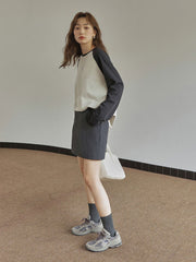 ウエストゴムハイウエストスリムスカート