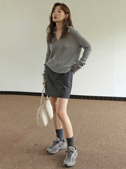 ウエストゴムハイウエストスリムスカート