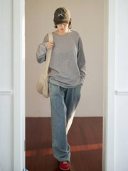 ウエストゴムデニムワイドパンツ