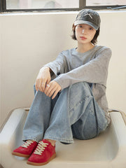 ウエストゴムデニムワイドパンツ