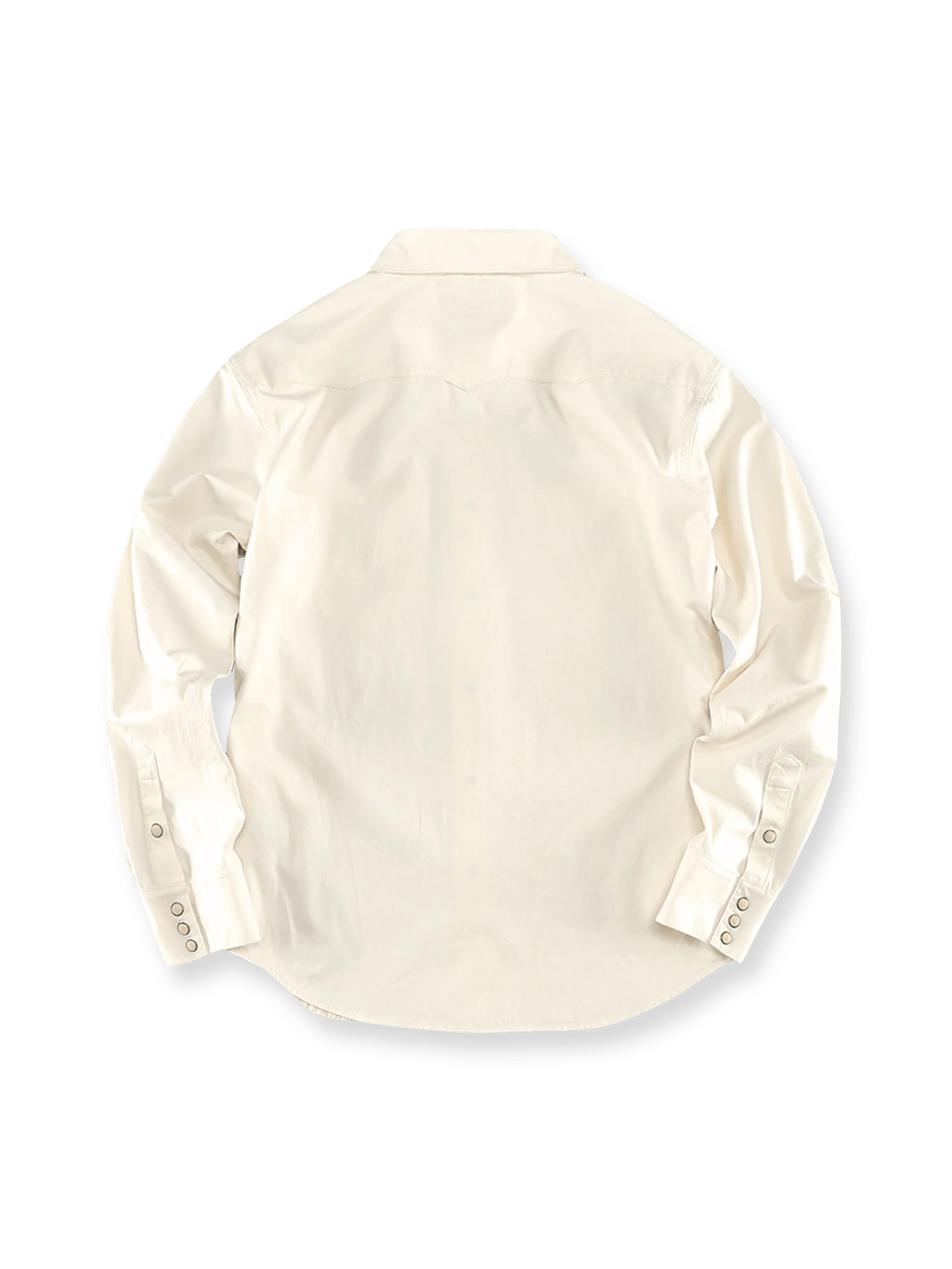 製品画像: ヴィンテージウエスタンシャツの全体画像
詳細画像: フェイクジェイドスナップボタンと肩のカッティングディテール