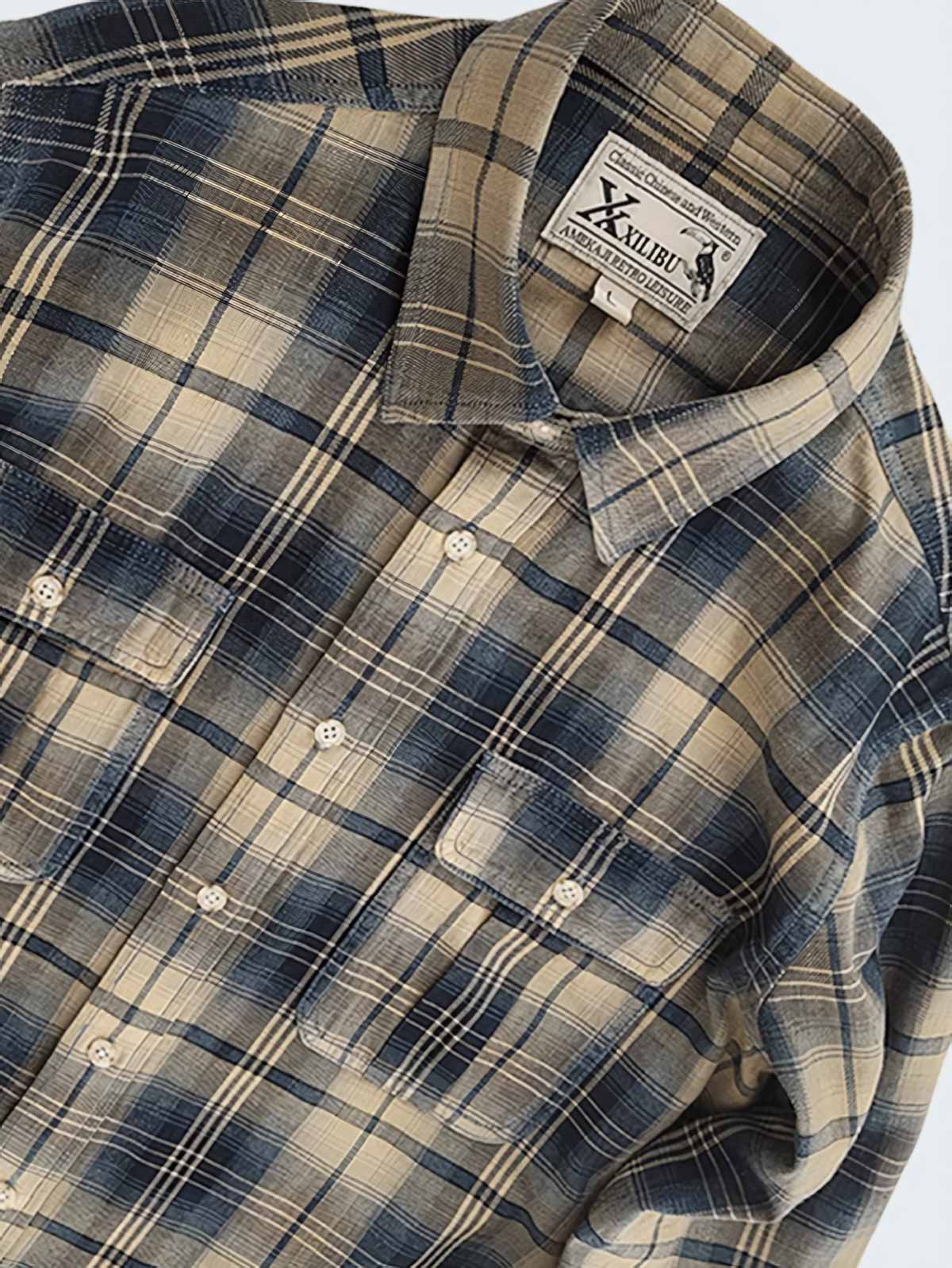 詳細画像: 染色技術とチェック柄のディテール展示