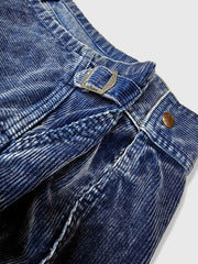 製品画像: コットンインディゴバチ染め多ポケットワークジャケットの全体画像
詳細画像: YKK真鍮製ジッパーとヴィンテージ風メタルスナップボタンのディテール