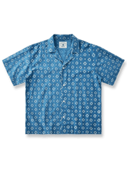 藍染めプリントキューバシャツ正面図