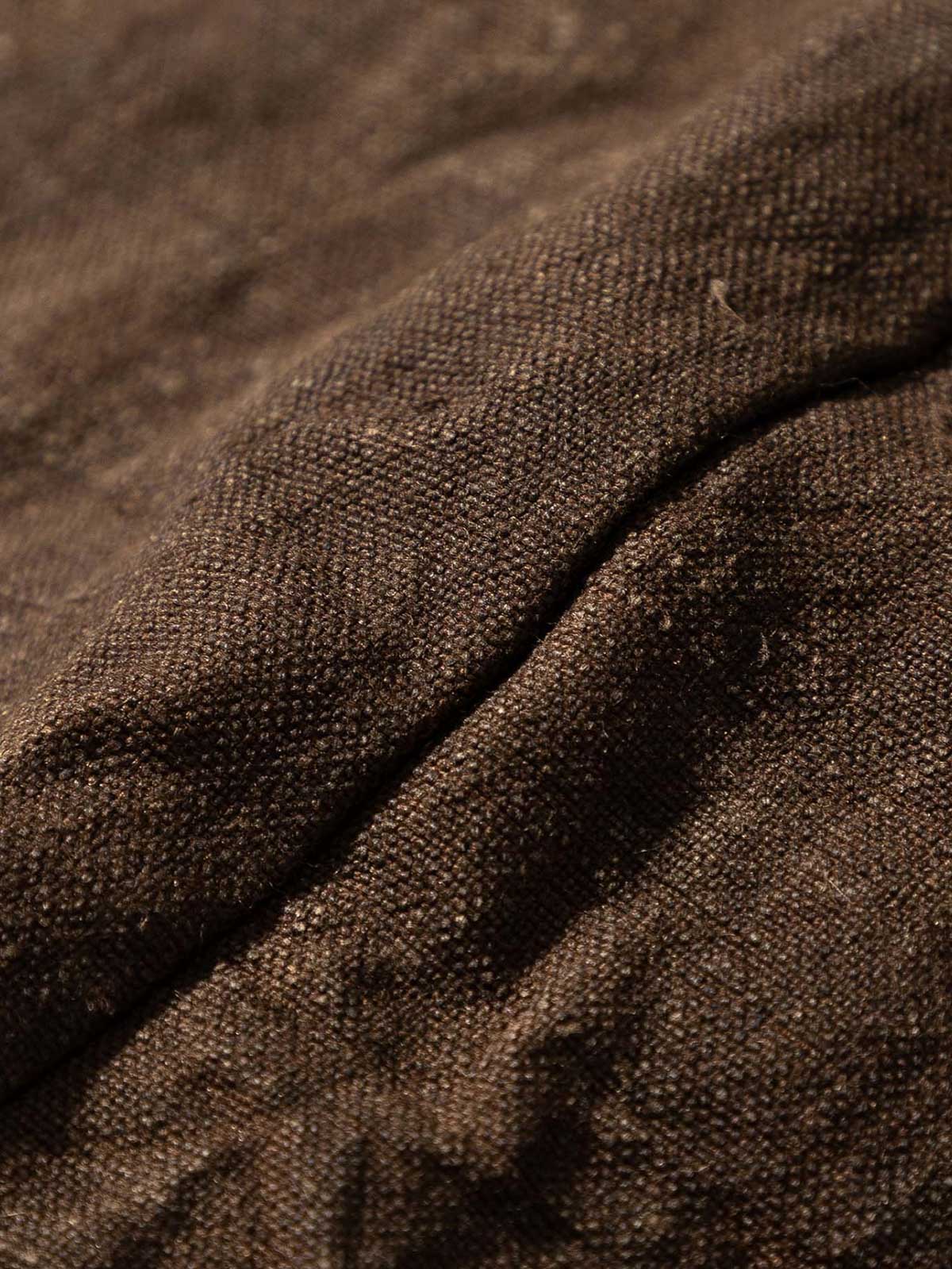 製品画像:ショリョウ染め古布パッチワーク藍染手工長袖前開きシャツの正面画像
詳細画像:藍染古布とショリョウ染め手織り布のディテール特写