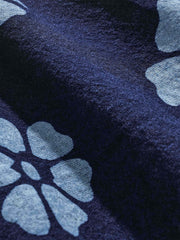 「白梅」和柄 植物藍染 はんてん