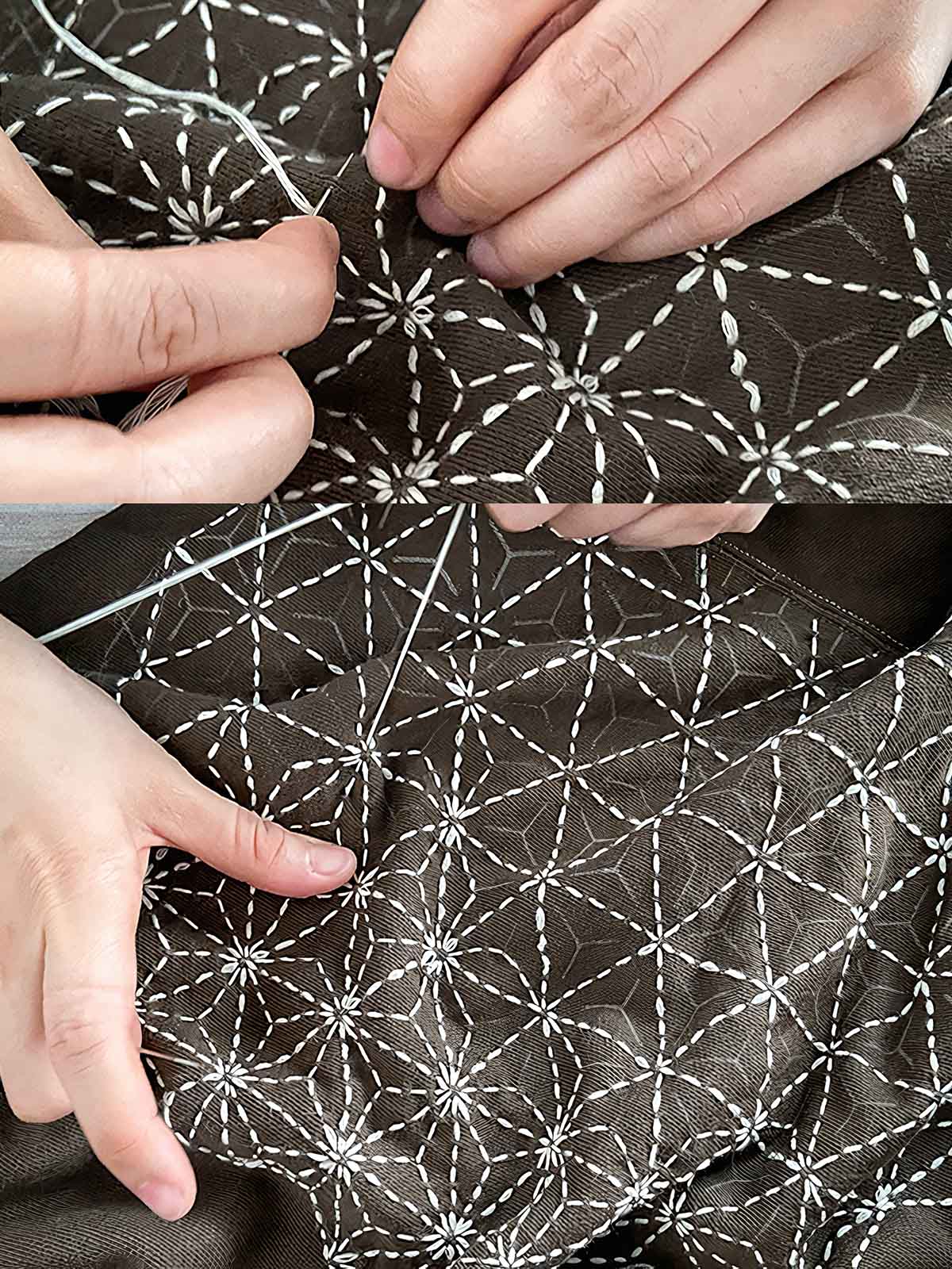 麻葉刺繍 ディテール展示