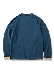 インディゴ染めスマイリーフラワー刺繍スウェットの全体画像