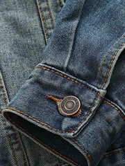 コーデュロイ襟パッチワークデニムジャケット