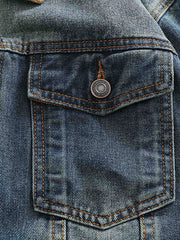 コーデュロイ襟パッチワークデニムジャケット