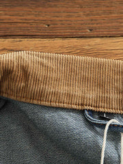 コーデュロイ襟パッチワークデニムジャケット